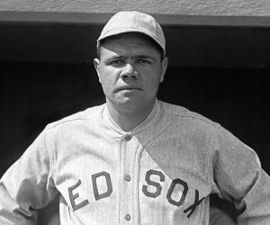 Babe Ruth pitching in the 1918 Series