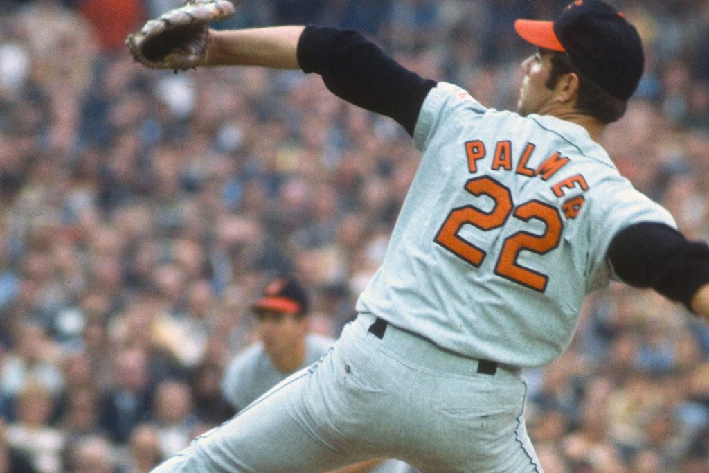 Jim Palmer with his Cy Young Awards